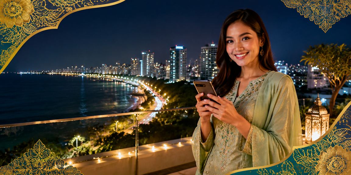 Pengguna berbatik dari Penang memainkan kasino live roulette melalui telefon di platform 1400